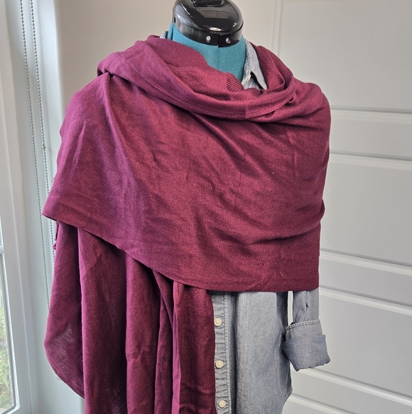 PASHMINA OVERSIZE SCARF SHAWL WRAP OXBLOOD MAROON FALL WOMEN OS - Picture 6 of 12